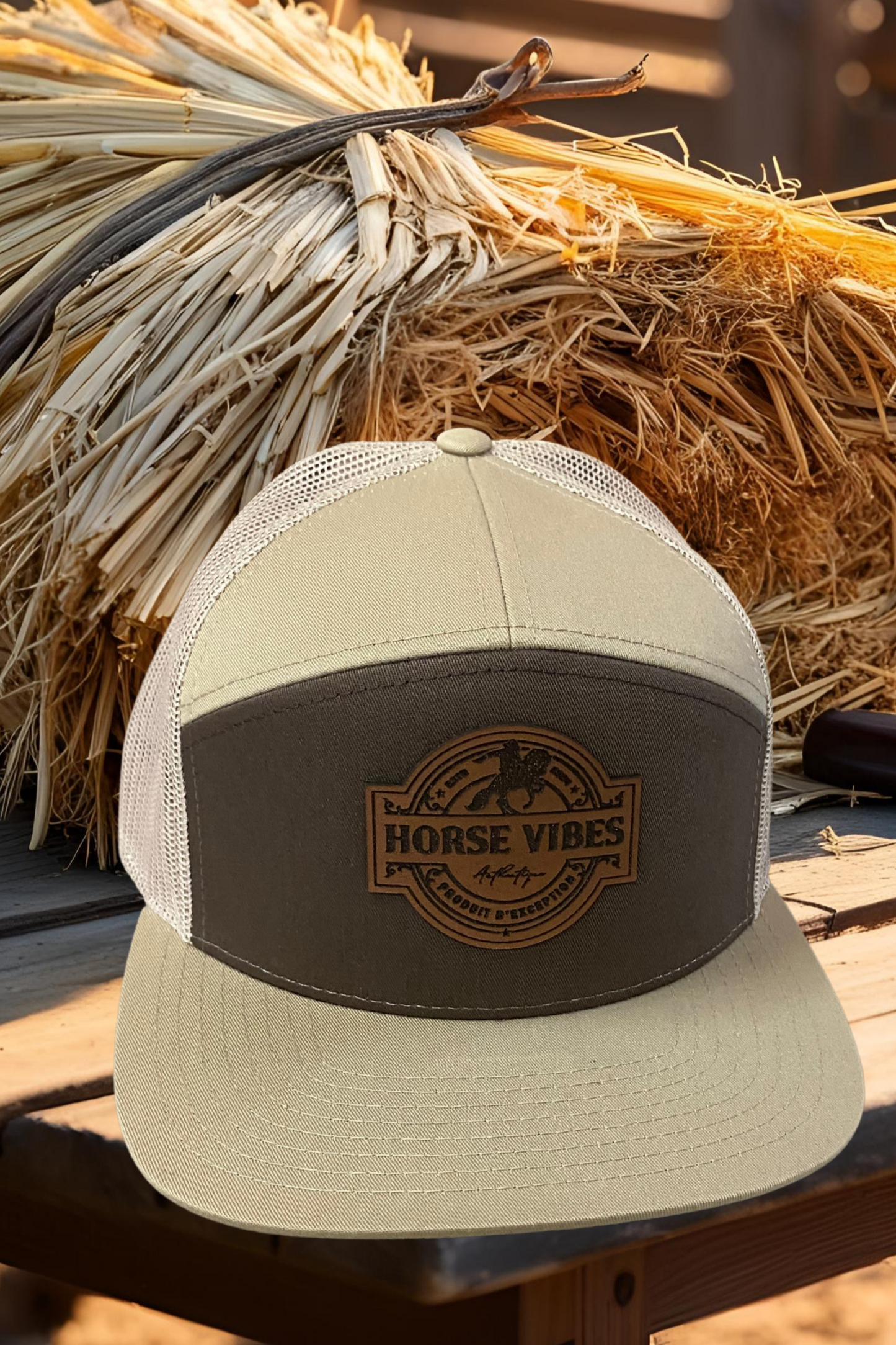 casquette brun/beige ajustable à palette plate