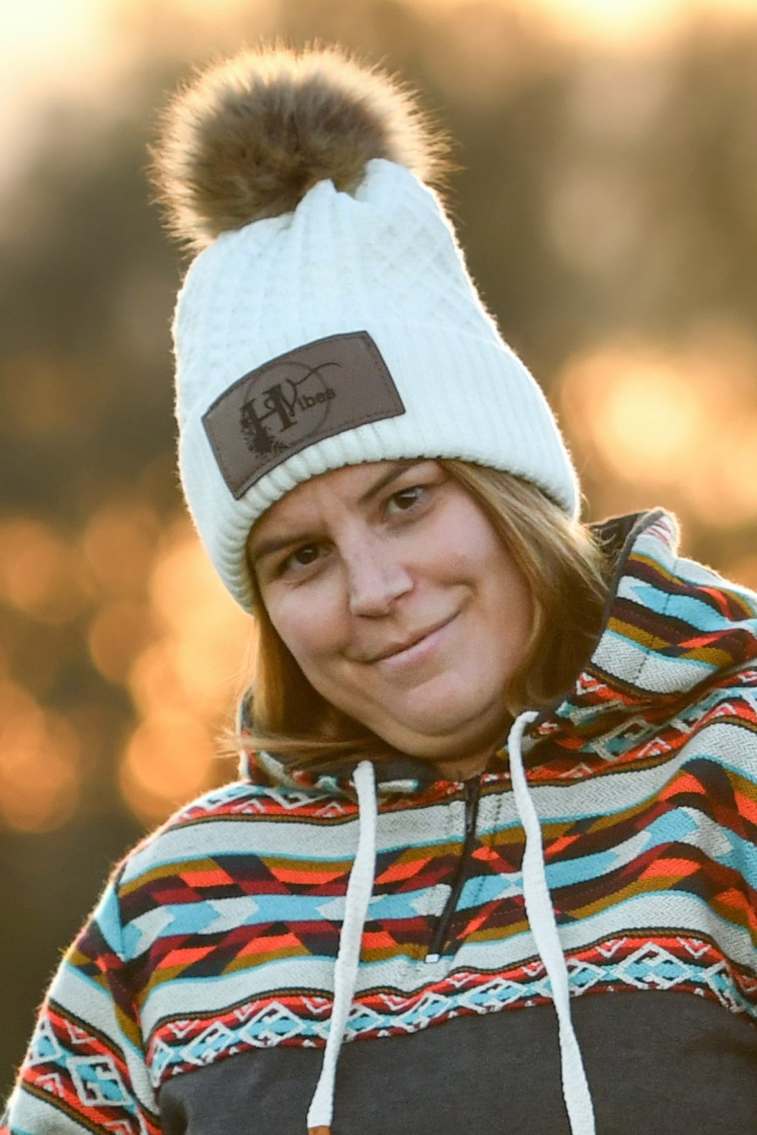 Tuque Crème à pompon pour femme