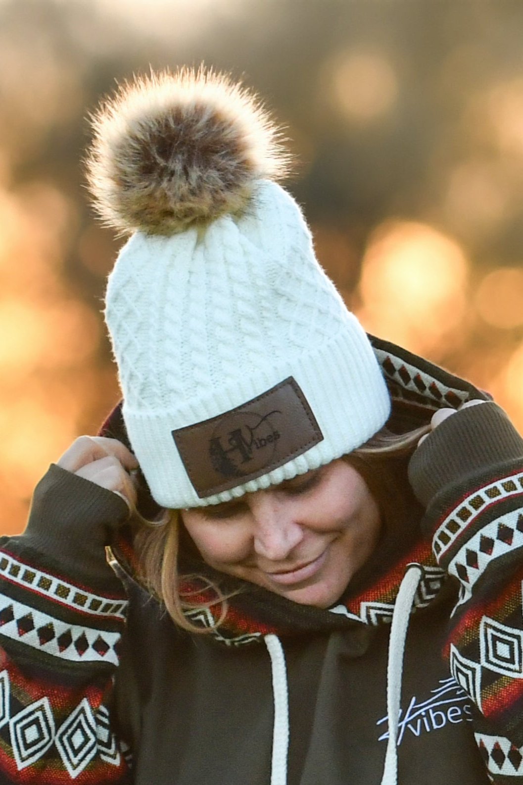 Tuque Crème à pompon pour femme