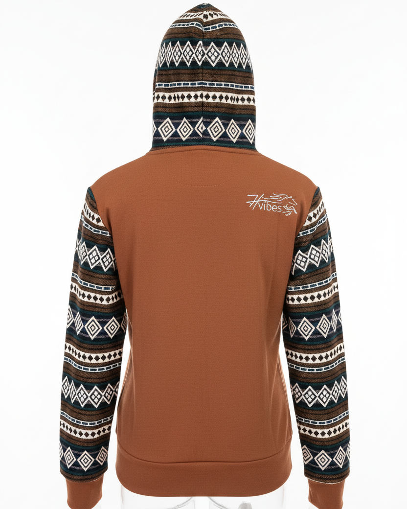 Hoodie West avec zip brun 3