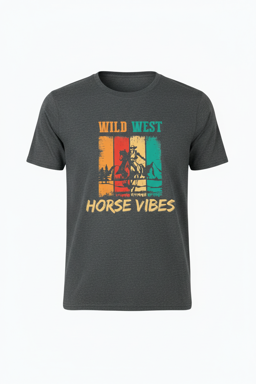 T-shirt Wild West marine chiné/noir chiné