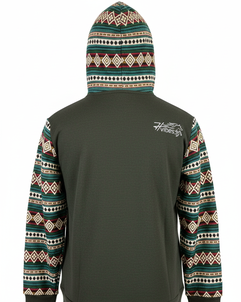 Hoodie West avec zip kaki 2