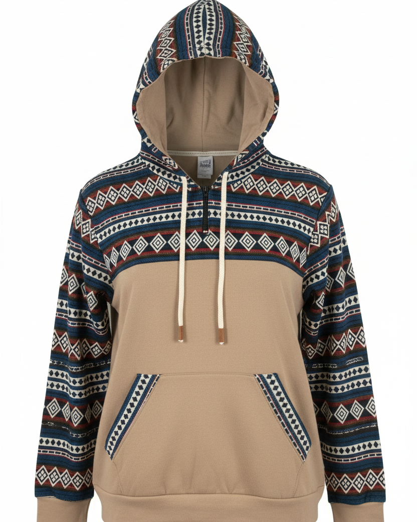 Hoodie West avec zip beige 1