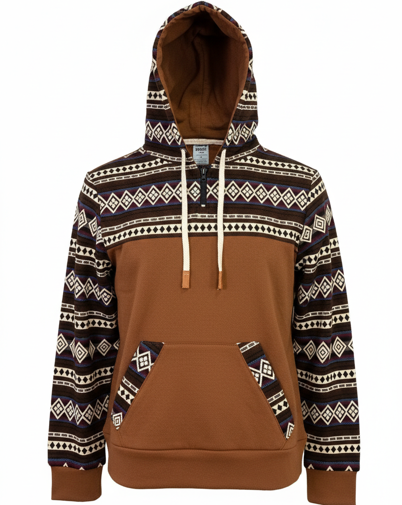 Hoodie West avec zip brun 1