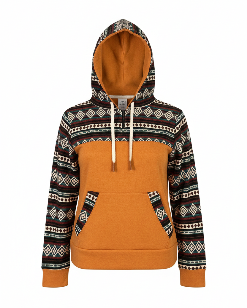 Hoodie West avec zip orange 1