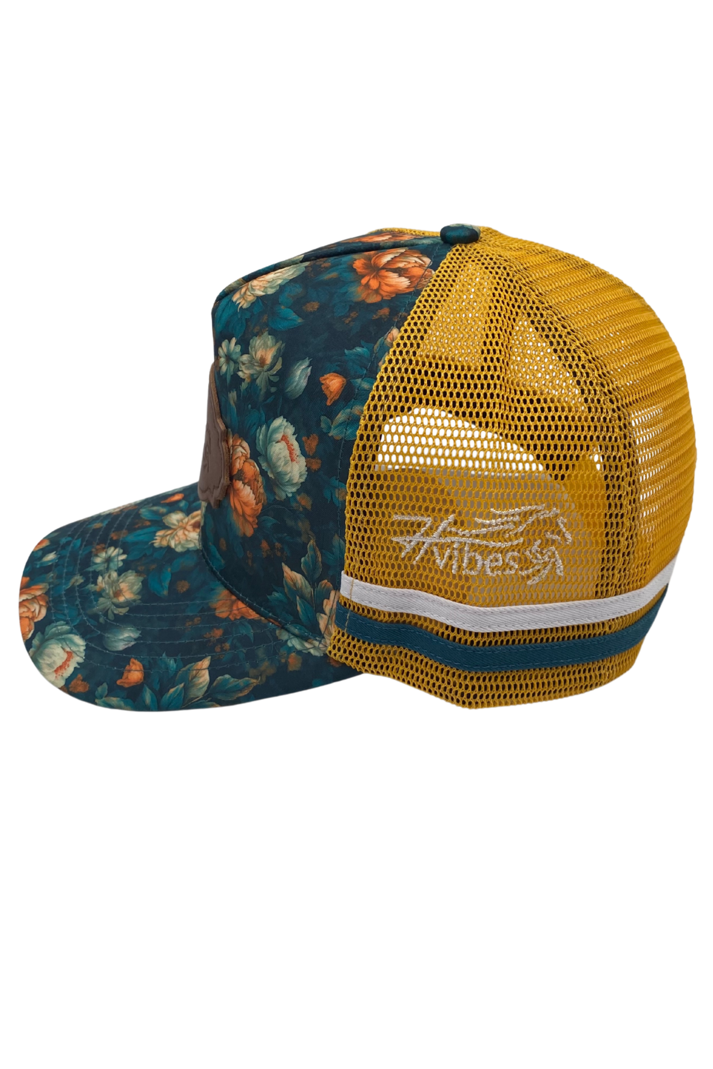 Casquette trucker hat fleuri jaune