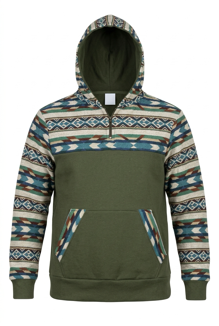 Hoodie West avec zip kaki 4