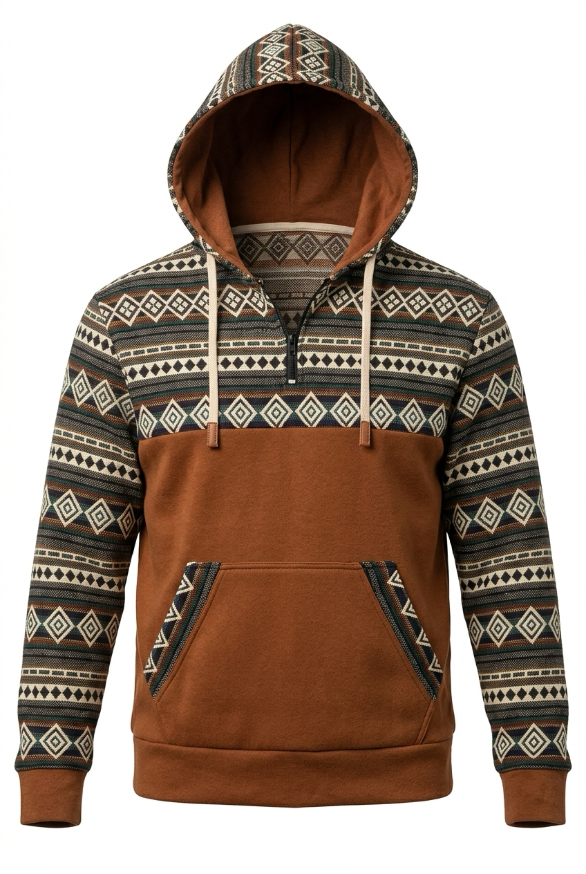 Hoodie West avec zip brun 1