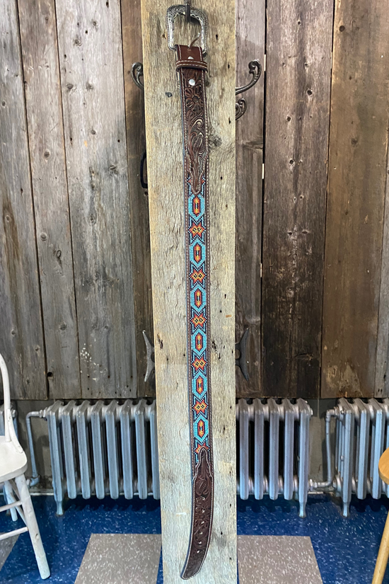 Ceinture en cuir avec billes décoratives