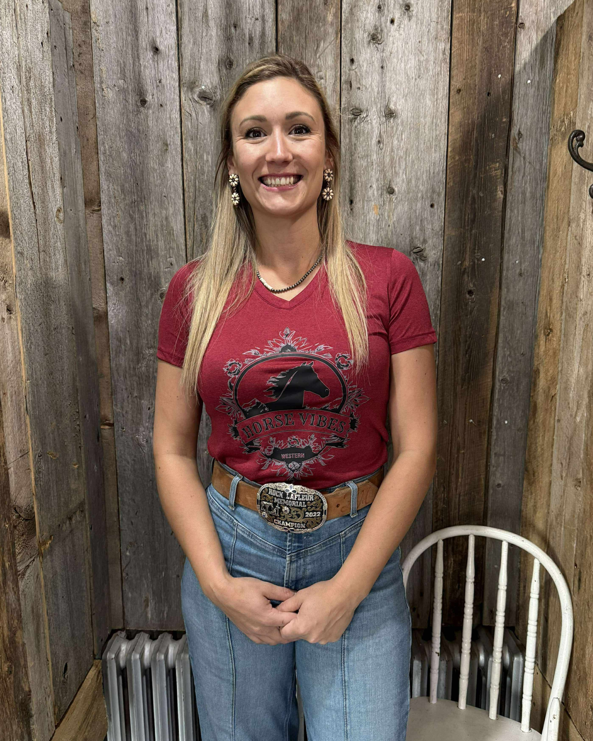 Western Flower V-neck