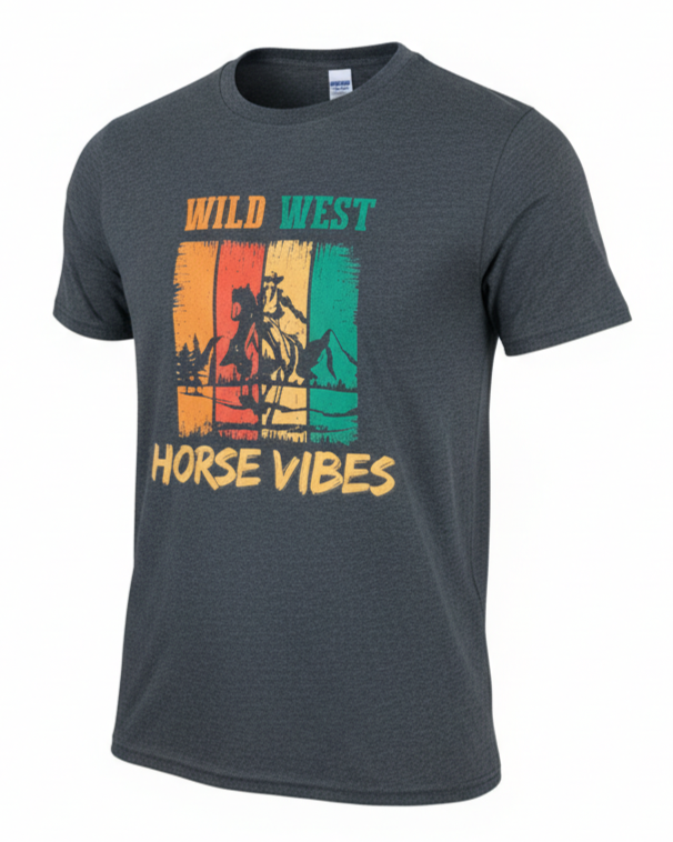 T-shirt Wild West marine chiné/noir chiné