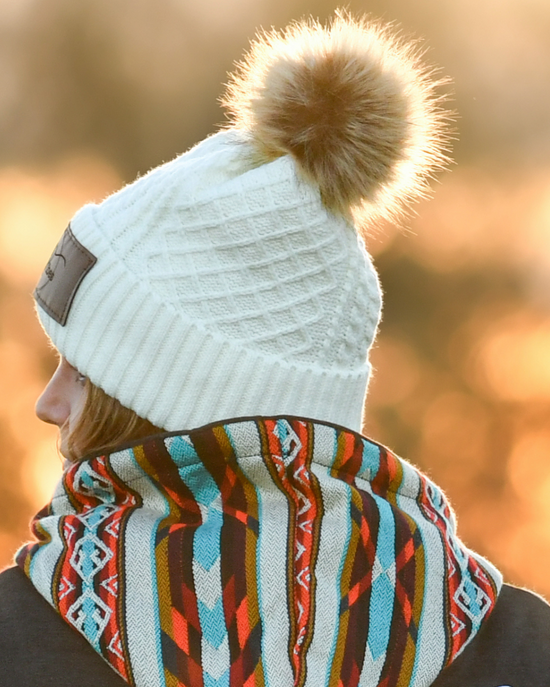 Tuque crème à pompon pour femme