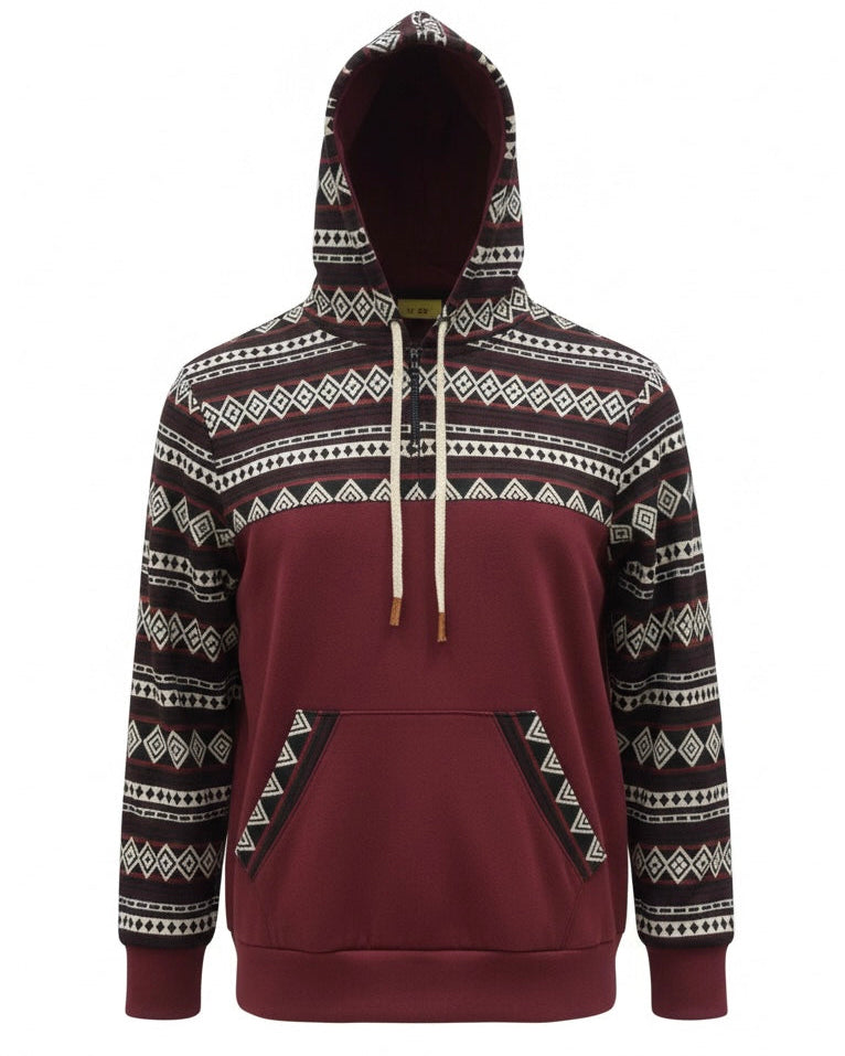 Hoodie West avec zip bourgogne 3