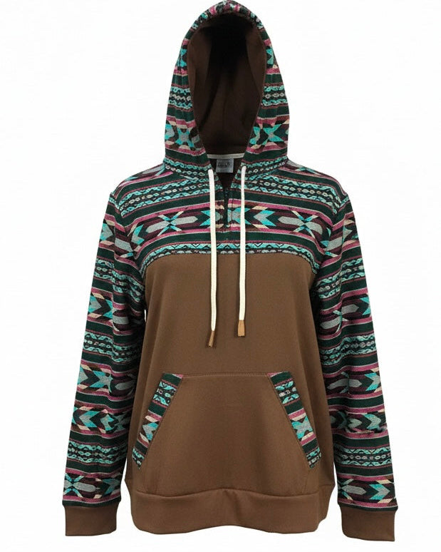 Hoodie West avec zip brun 4