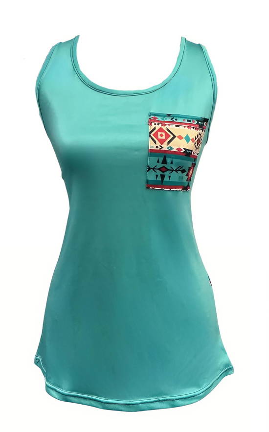 Turquoise or burgundy Aztec-print camisole