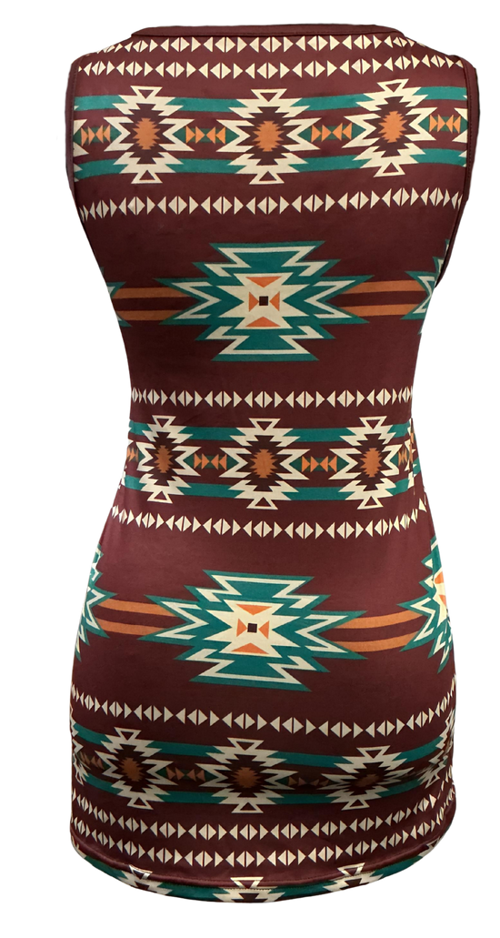 Turquoise or burgundy Aztec-print camisole