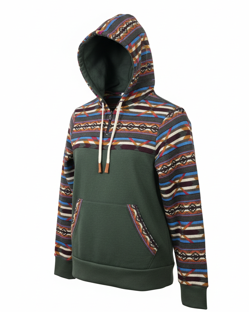 Hoodie West avec zip kaki 3
