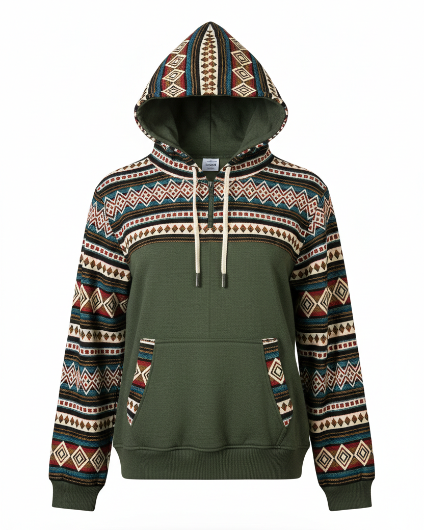 Hoodie West avec zip kaki 7