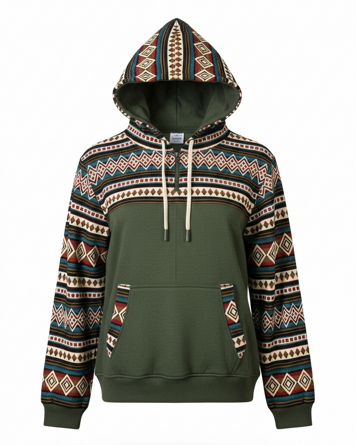 Hoodie West avec zip kaki 7