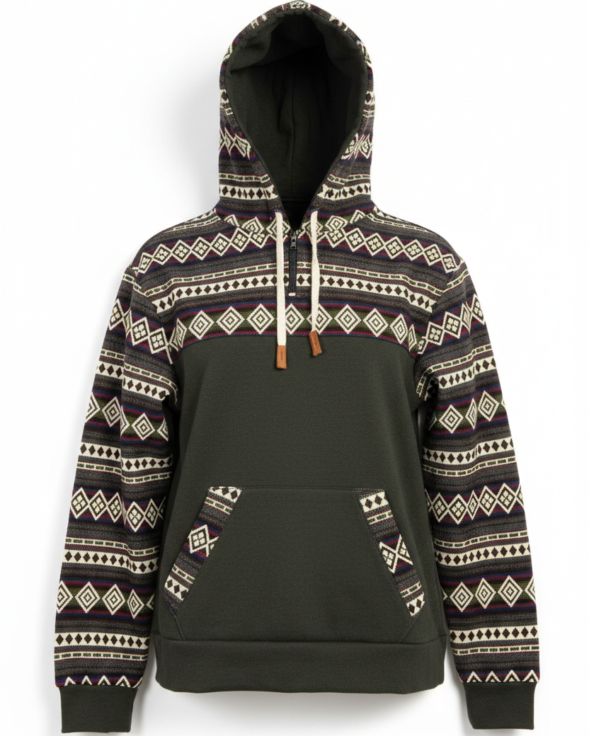 Hoodie West avec zip kaki 6