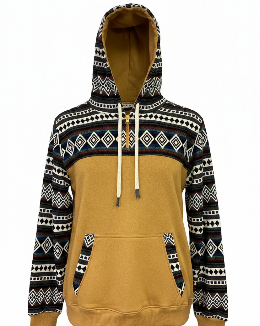 Hoodie West with yellow zip 2