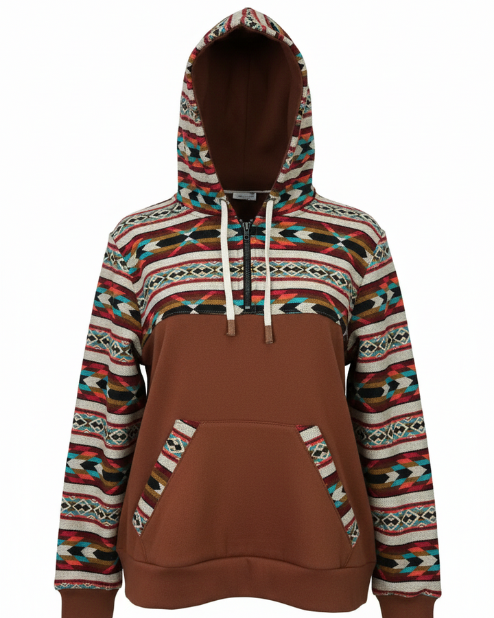 Hoodie West avec zip brun 5