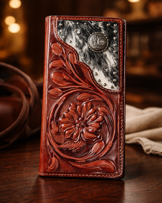 Men's wallet in leather and cowhide