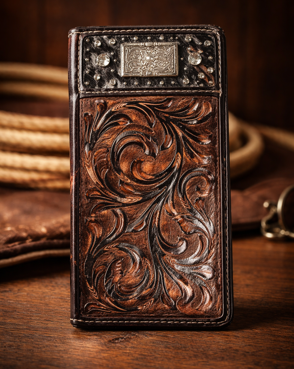 Men's wallet in leather and cowhide