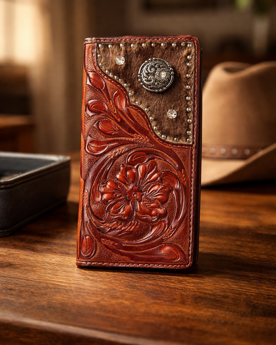 Men's wallet in leather and cowhide