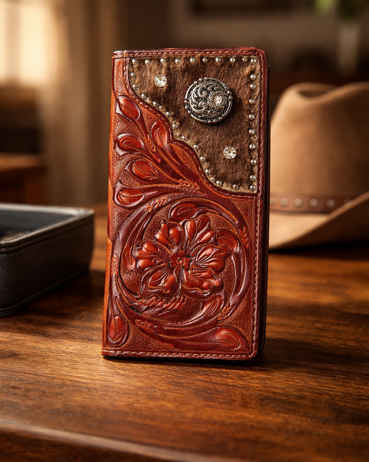 Men's wallet in leather and cowhide