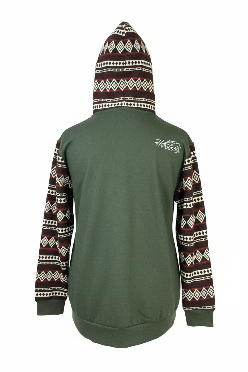 Hoodie West avec zip kaki 1