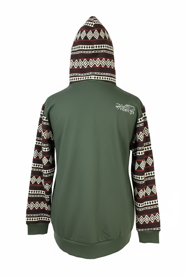 Hoodie West avec zip kaki 1