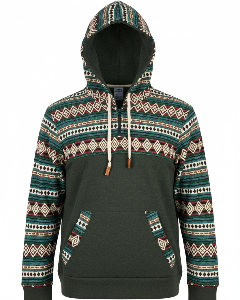 Hoodie West avec zip kaki 2