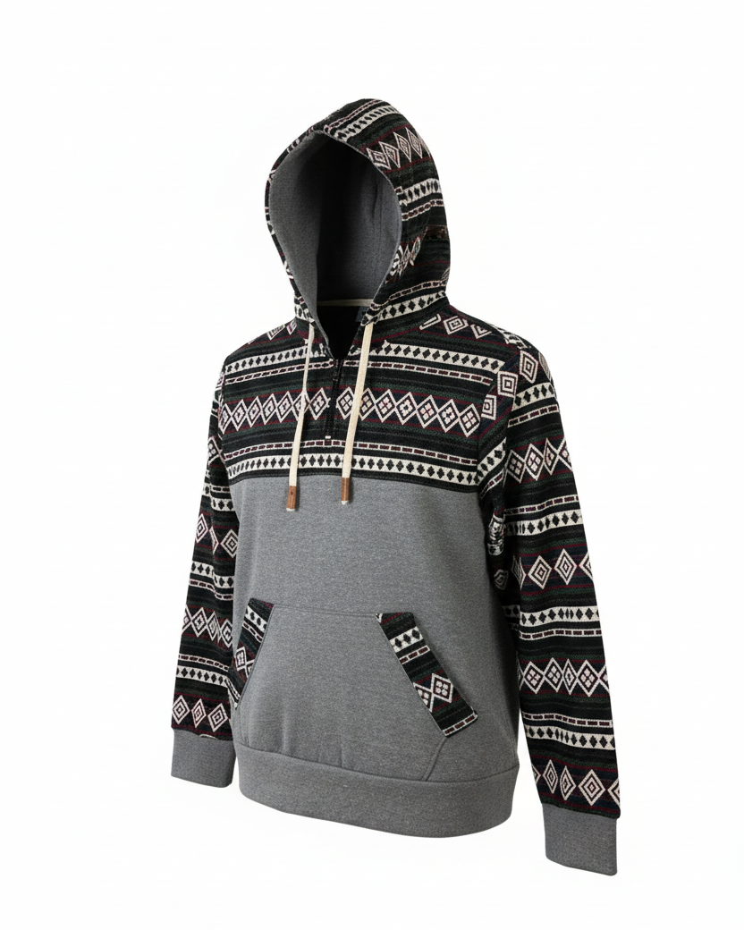 Hoodie West avec zip gris 1