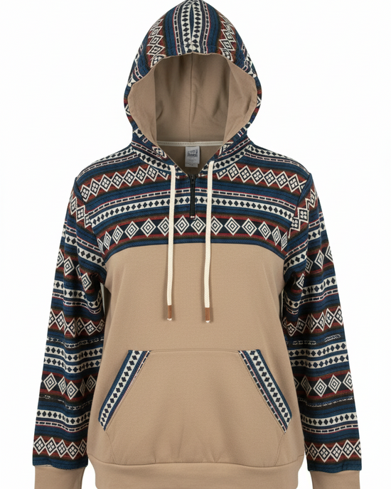 Hoodie West avec zip beige 1