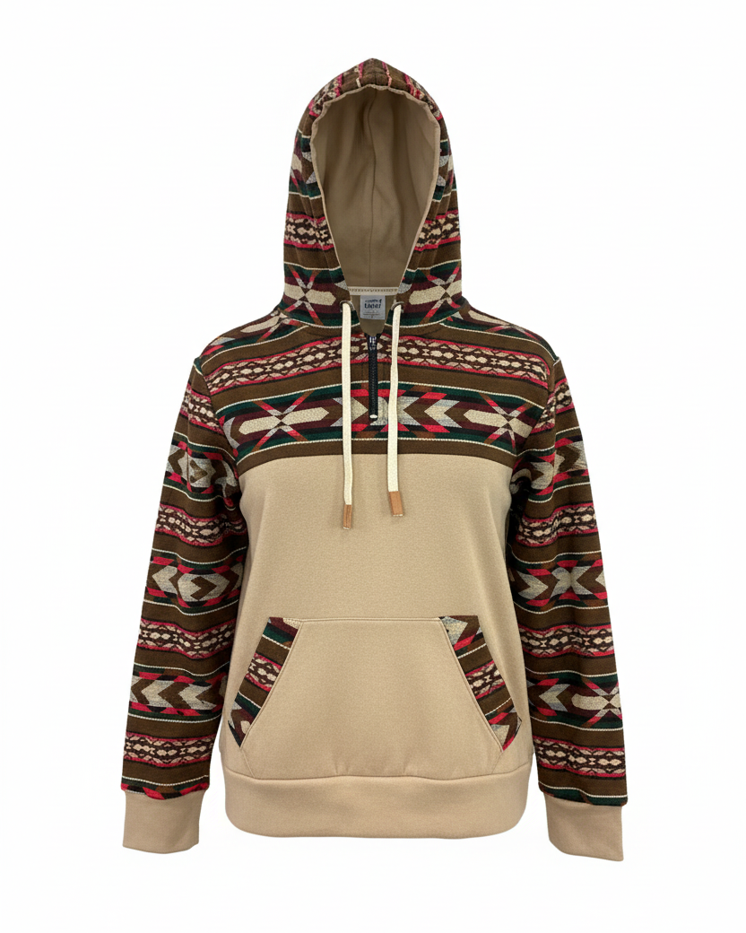 Hoodie West avec zip beige 2