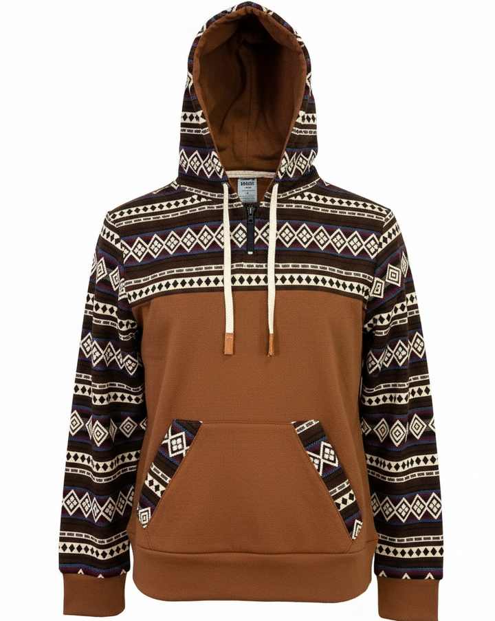 Hoodie West avec zip brun 1