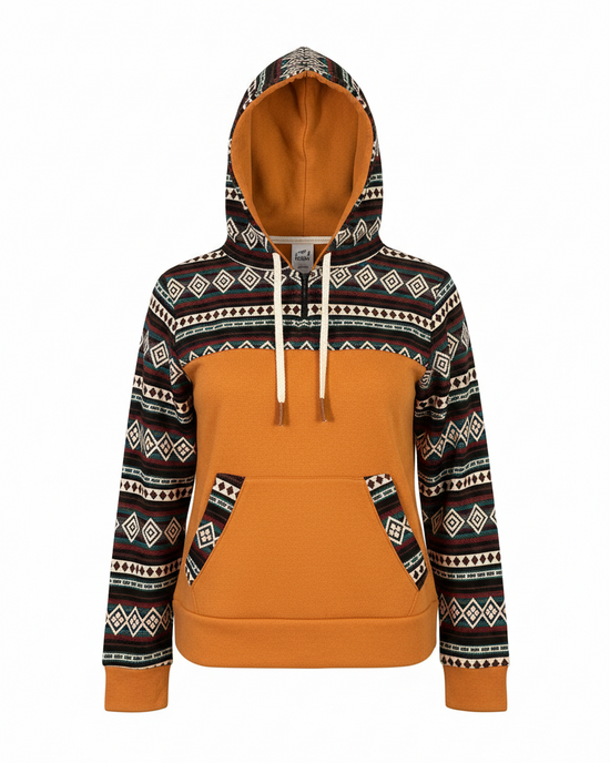 Hoodie West avec zip orange 1