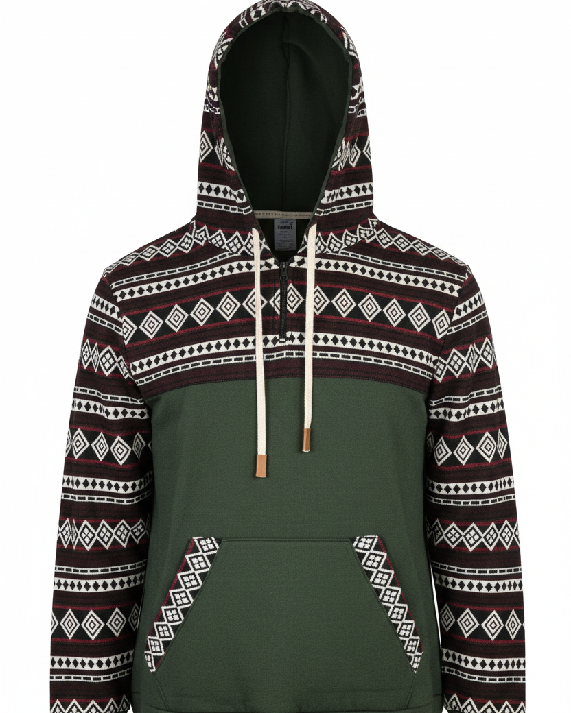Hoodie West avec zip kaki 1