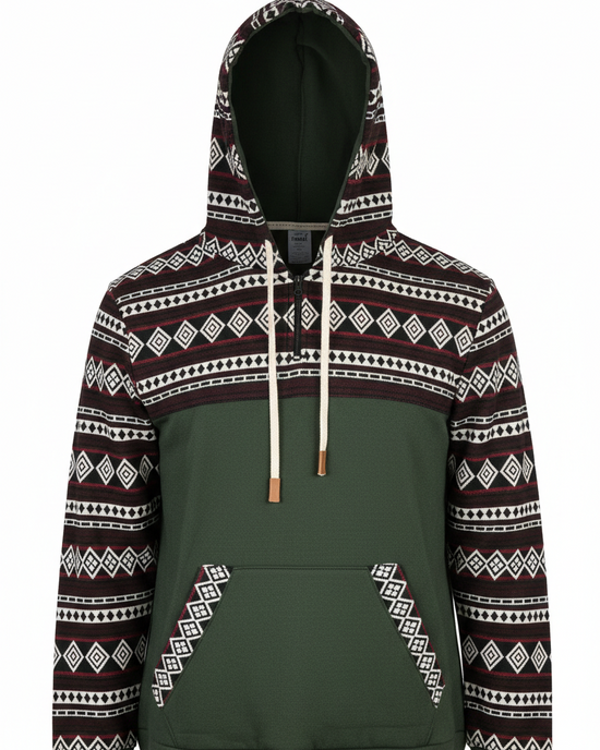 Hoodie West avec zip kaki 1