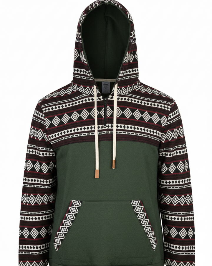 Hoodie West avec zip kaki 1