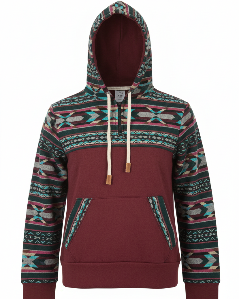 Hoodie West avec zip bourgogne 1