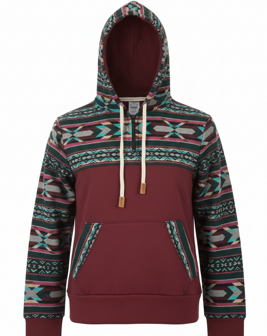 Hoodie West avec zip bourgogne 1