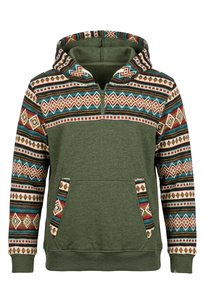 Hoodie West avec zip kaki 2