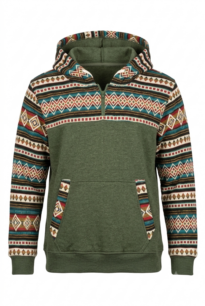 Hoodie West avec zip kaki 2