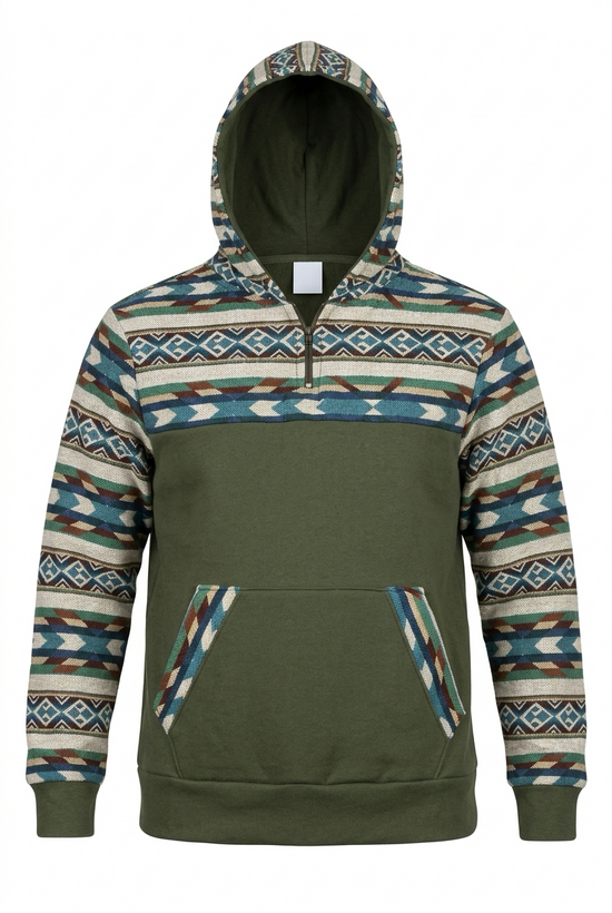 Hoodie West avec zip kaki 4